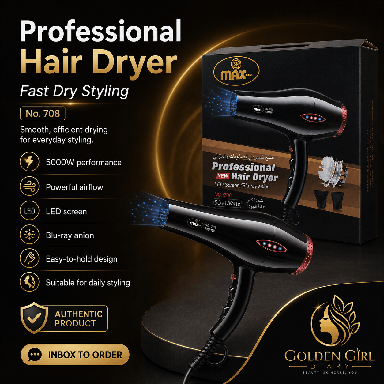 Max 708 5000w hair dryer