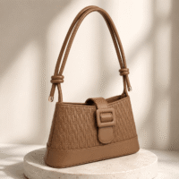 Textured Buckle Shoulder Bag