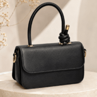 Black Knot-Handle Structured Handbag