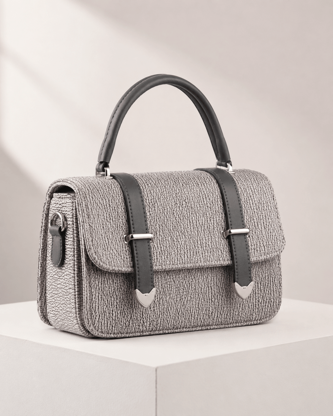 Classic Textured Satchel Handbag - Image 2
