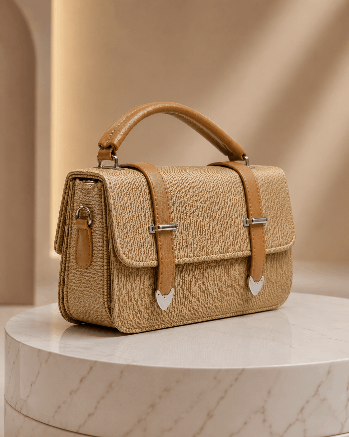 Classic Textured Satchel Handbag - Image 4
