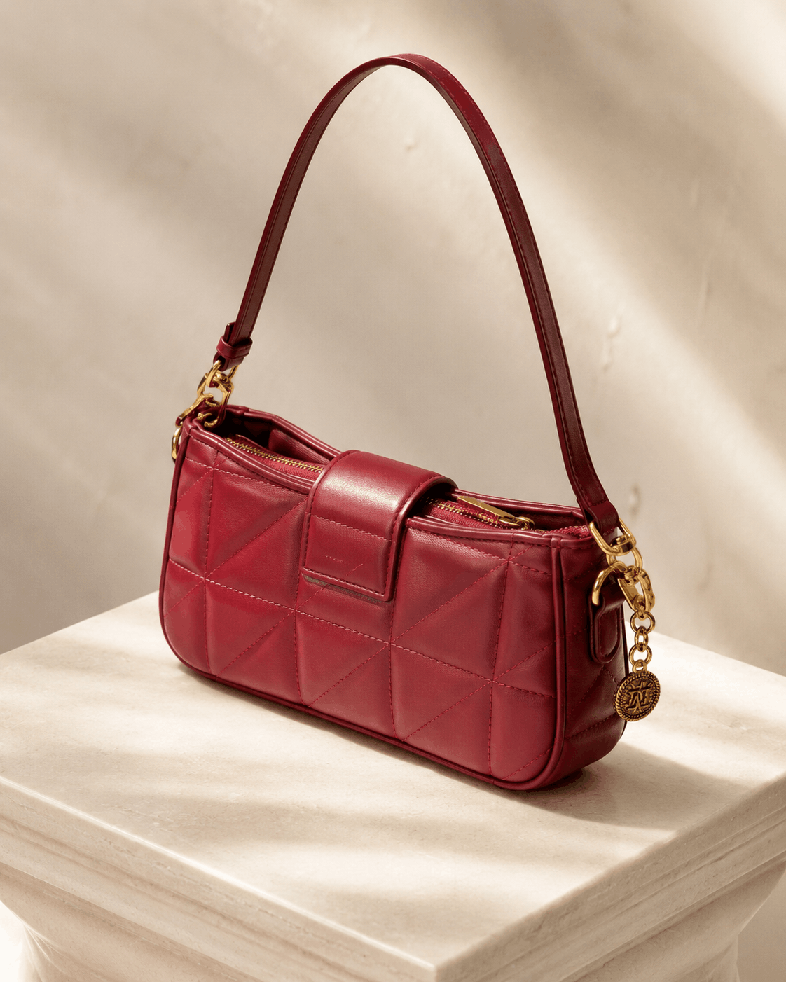Quilted Logo Shoulder Bag with Gold-Tone Hardware - Image 2