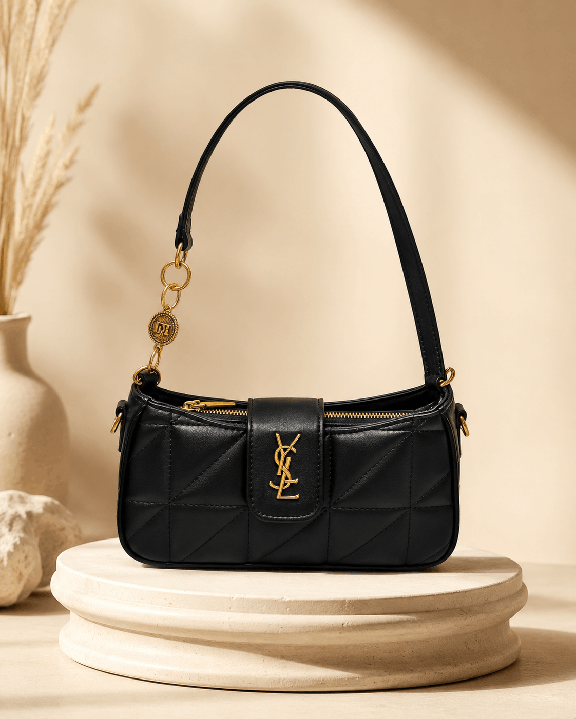 Quilted Logo Shoulder Bag with Gold-Tone Hardware - Image 5