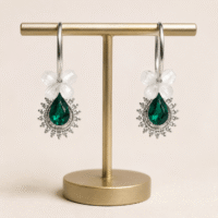 Emerald Teardrop Crystal Halo Earrings