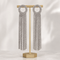 Crystal Trio Gold Tassel Earrings