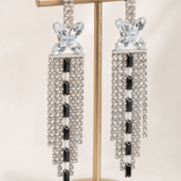 Crystal Rectangle Fringe Drop Earrings
