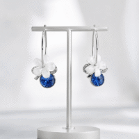 Blue Crystal Floral Hoop Drop Earrings