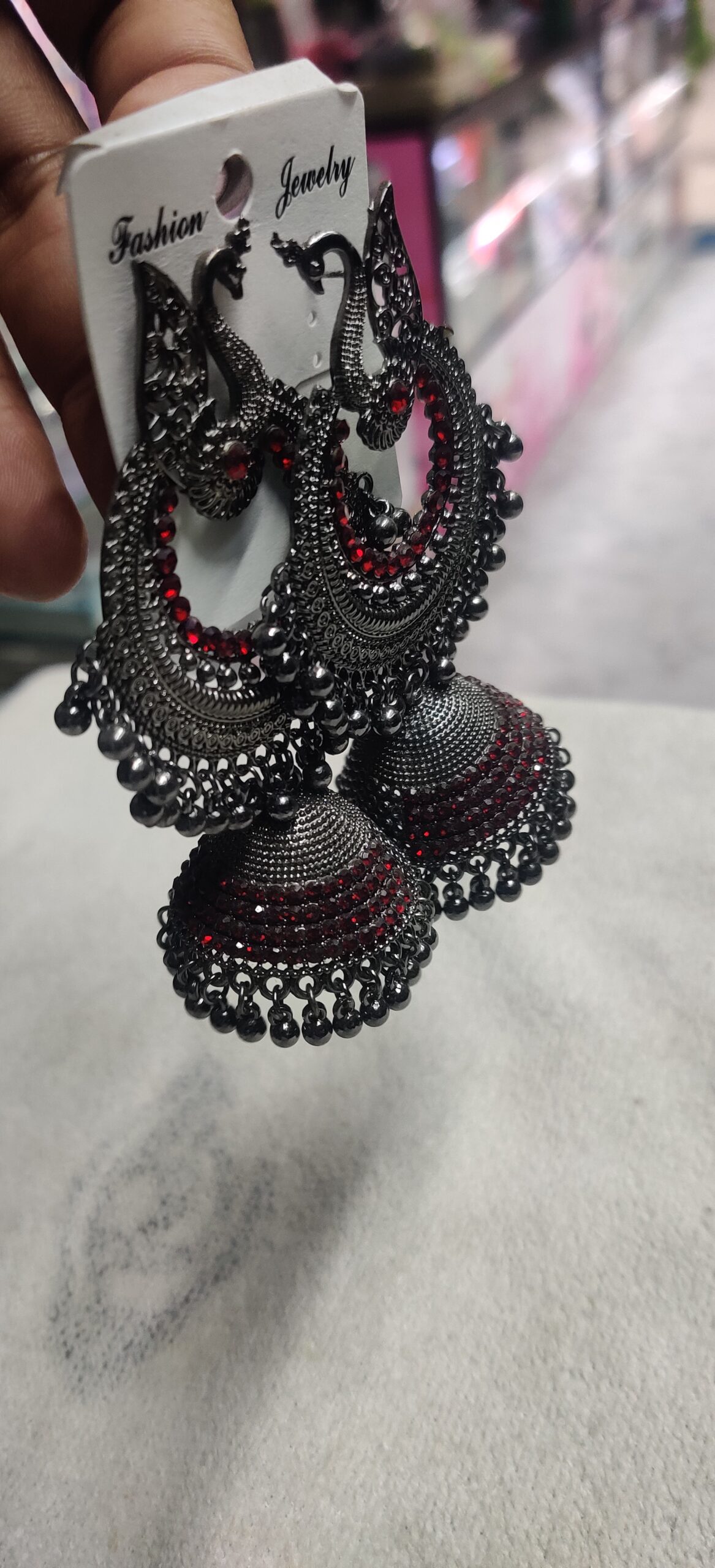 Peacock Jhumka Earrings - Image 4
